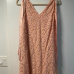Pink A-line lace mini dress